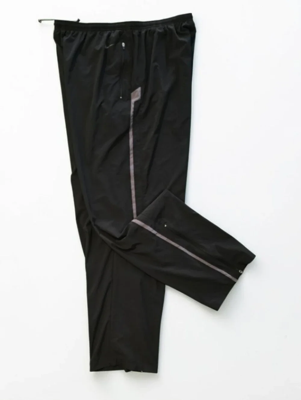 Vintage Y2K Nike Mini Swoosh Stretch Wide Leg Ankle Zip Pants Black Men’s XXL